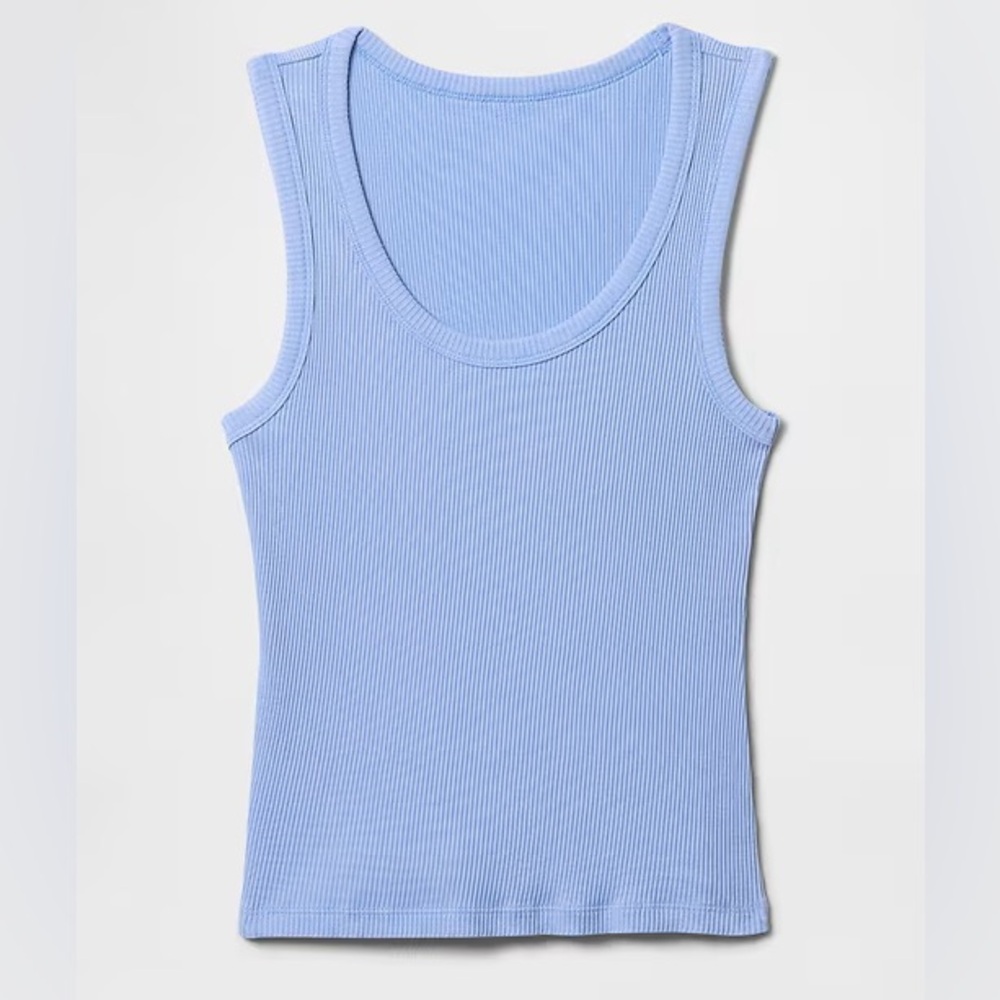 NWT Gap Rib Scoop Tank Top in Shirting Blue - Size Medium